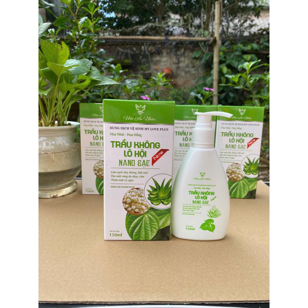 MẪU MỚI  Combo 3 chai dung dich ve sinh  Trầu không lô hội nano bạc 150ml