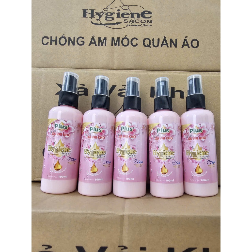 Xịt xả vải khô Hygiene sacom - 100ml [hồng- hương thơm Downy dịu]