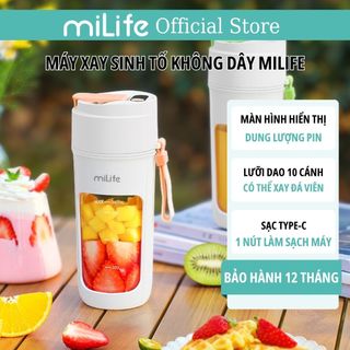 Máy xay sinh tố xay được đá miLife 340ml, ống hút cắm uống trực tiếp