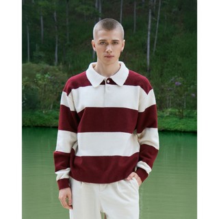  Áo Polo Dệt Kim Tay Dài Nam Kẻ Sọc Form Loose - Routine 10F25KNI009 