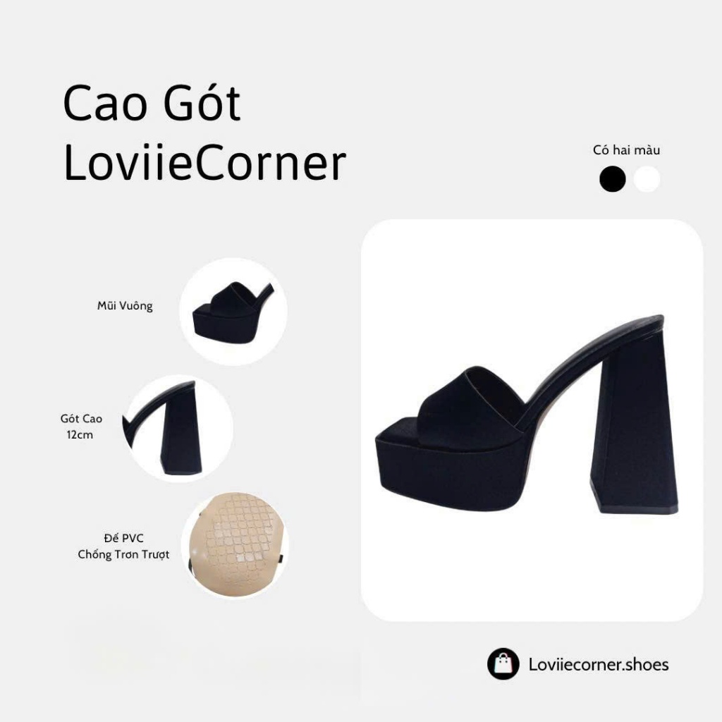 LOVIIECORNER - GUỐC NỮ ĐI TIỆC  - CAO GÓT MŨI VUÔNG ĐÚP CAO QUAI NGANG - GUỐC XINH PHỐI CAO 13CM - D