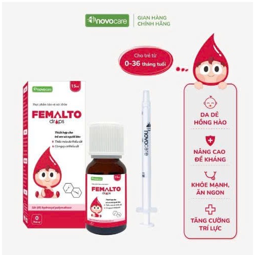 Sắt Novocare Femalto bổ sung sắt hữu cơ cho bé không tanh, không gây táo bón lọ 30ml