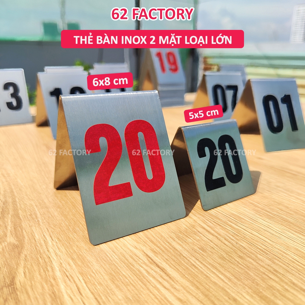 [Inox] Lẻ 1 cái Thẻ số bàn chữ A Loại to 2 mặt số khách chọn số từ 1 đến 100 màu đen
