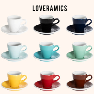 Ly cốc sứ cà phê Espresso 80ml Tulip kèm đĩa - Loveramics, gốm trơn bóng đẹp mắt