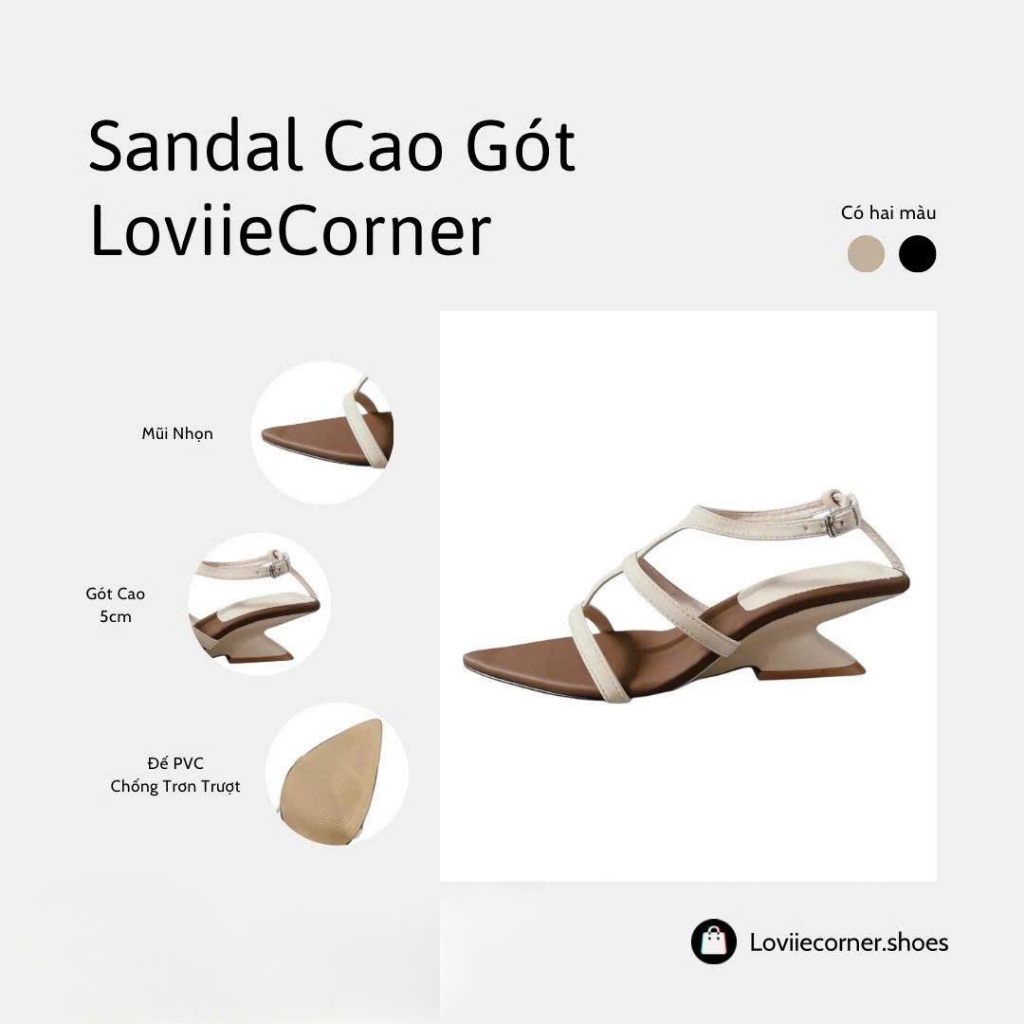 LOVIIECORNER - GIÀY SANDAL NỮ MŨI NHỌN QUAI MẢNH - GUỐC NỮ HỞ HẬU CÀI GÓT 5CM - G250513 - HDTH2601