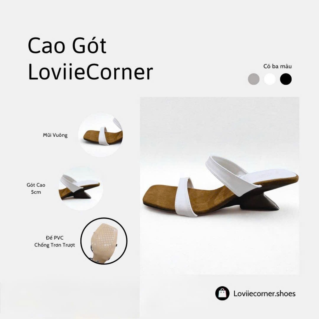 LOVIIECORNER - DÉP CAO GÓT NỮ THỜI TRANG MŨI VUÔNG  - GUỐC NỮ THỜI TRANG GÓT KHOÉT HIỆN ĐẠI CAO 5CM 