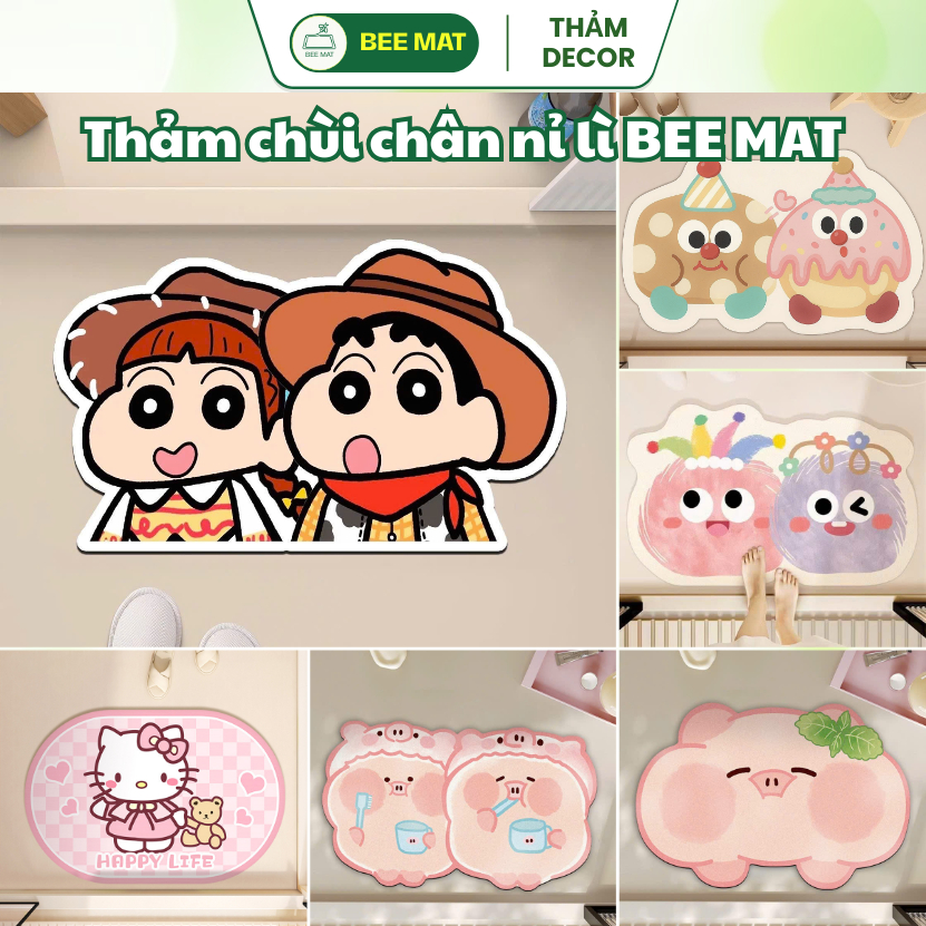 Thảm nỉ lì bali 60x40cm, thấm hút tốt, chống trượt, trang trí phòng ngủ & phòng khách - BEEMAT BT01