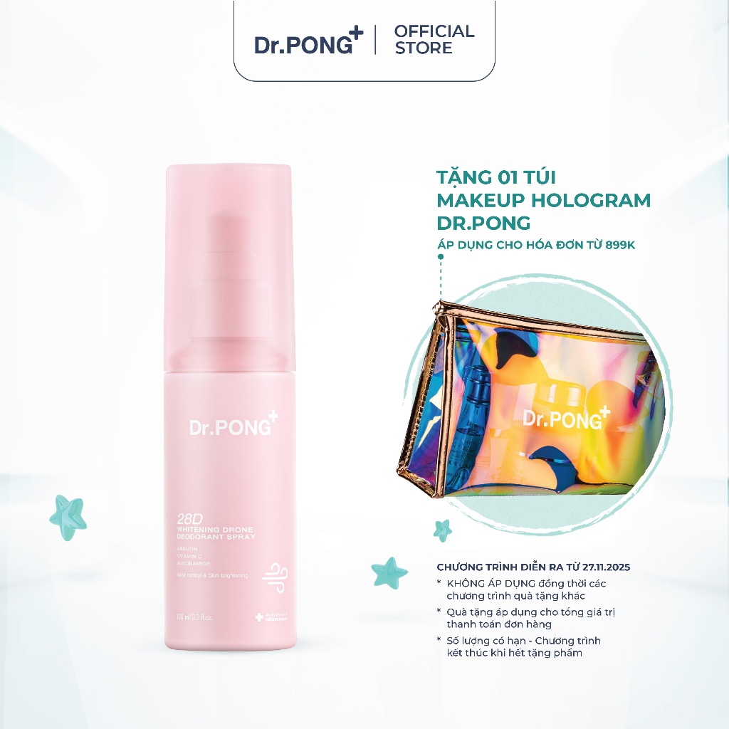 Xịt khử mùi trắng da, mờ thâm Dr.PONG 28D Whitening Drone 100ml | BigBuy360 - bigbuy360.vn