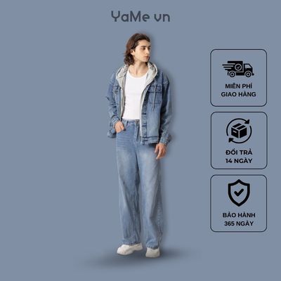 Áo Khoác Jean Nam Phối Mũ Trùm Đầu Vải DurableTex™ Chắc Chắn Mặc Bền The Original 003 Dáng Vừa Vặn F3 023500 |YaMe|