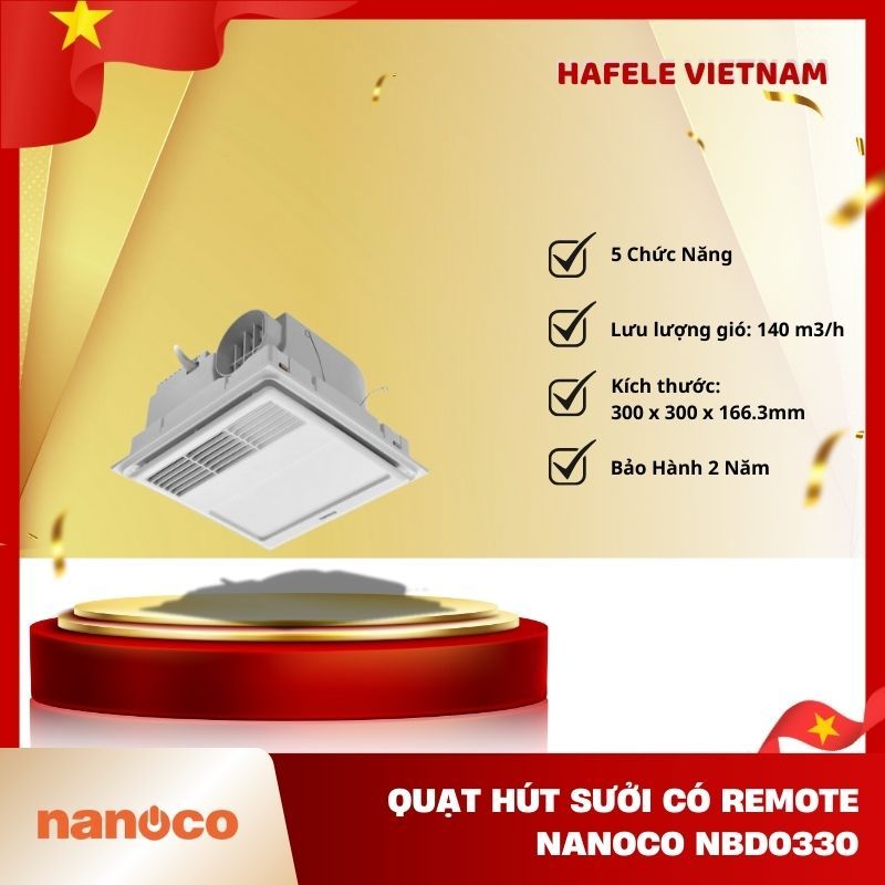 Quạt Hút Sưởi 5in1 Có Remote Nanoco NBD0330 – Đa chức năng – Tiện lợi hiện đại - FEM