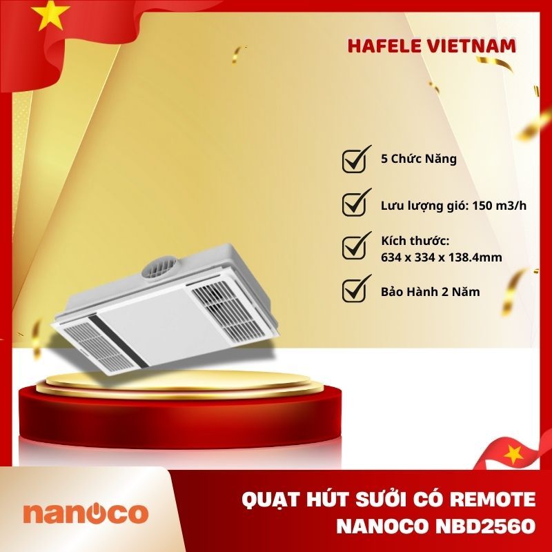 Quạt Hút Sưởi 5in1 Có Remote Nanoco NBD2560 – Đa chức năng – Tiện lợi hiện đại - FEM