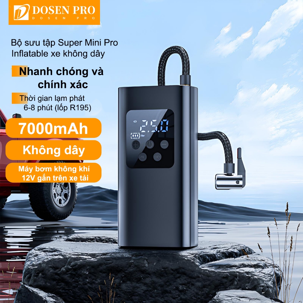 Dosen Pro xe máy bơm không khí xe gắn máy xách tay máy nén khí xe đạp điện lốp inflator màn hình LCD Đánh lửa khẩn cấp | BigBuy360 - bigbuy360.vn