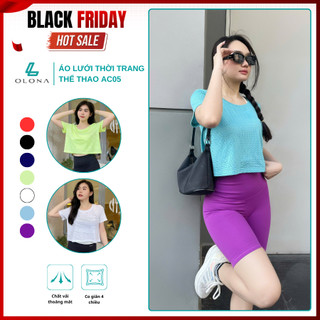 Áo Lưới Tập Gym Yoga Nữ Croptop Rorm Rộng Dáng Thể Thao Cao Cấp Co Dãn, Thoáng Khí OLONA  AC05