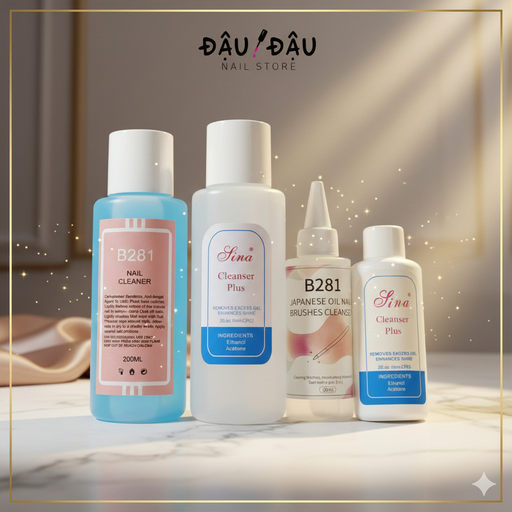 Nước lau gel lau móng rửa cọ LiNail, Sina, B281 Dung dich acetone, cồn, rửa cọ Chính Hãng