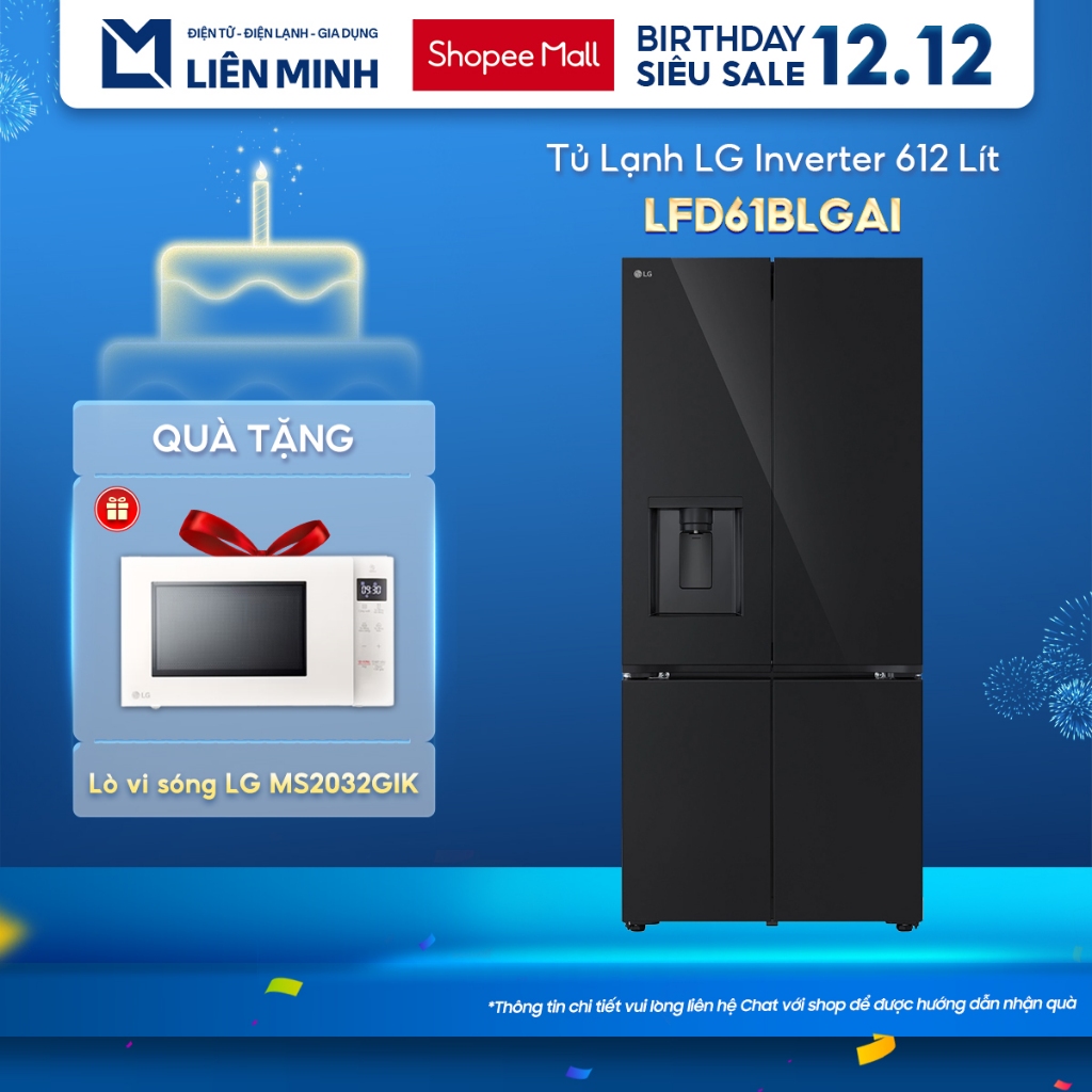 LFD61BLGAI - Tủ lạnh LG Inverter 612 lít Multi Door InstaView LFD61BLGAI [SHIP 0Đ HCM]