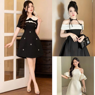   XẢ KHO  Váy dự tiệc cao cấp form xòe trễ vai chất vải tafta V134 