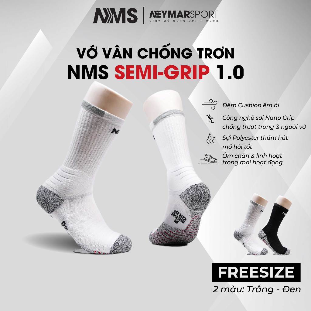 Vớ vân chống trơn NMS SEMI GRIP 1.0 Crew Sock