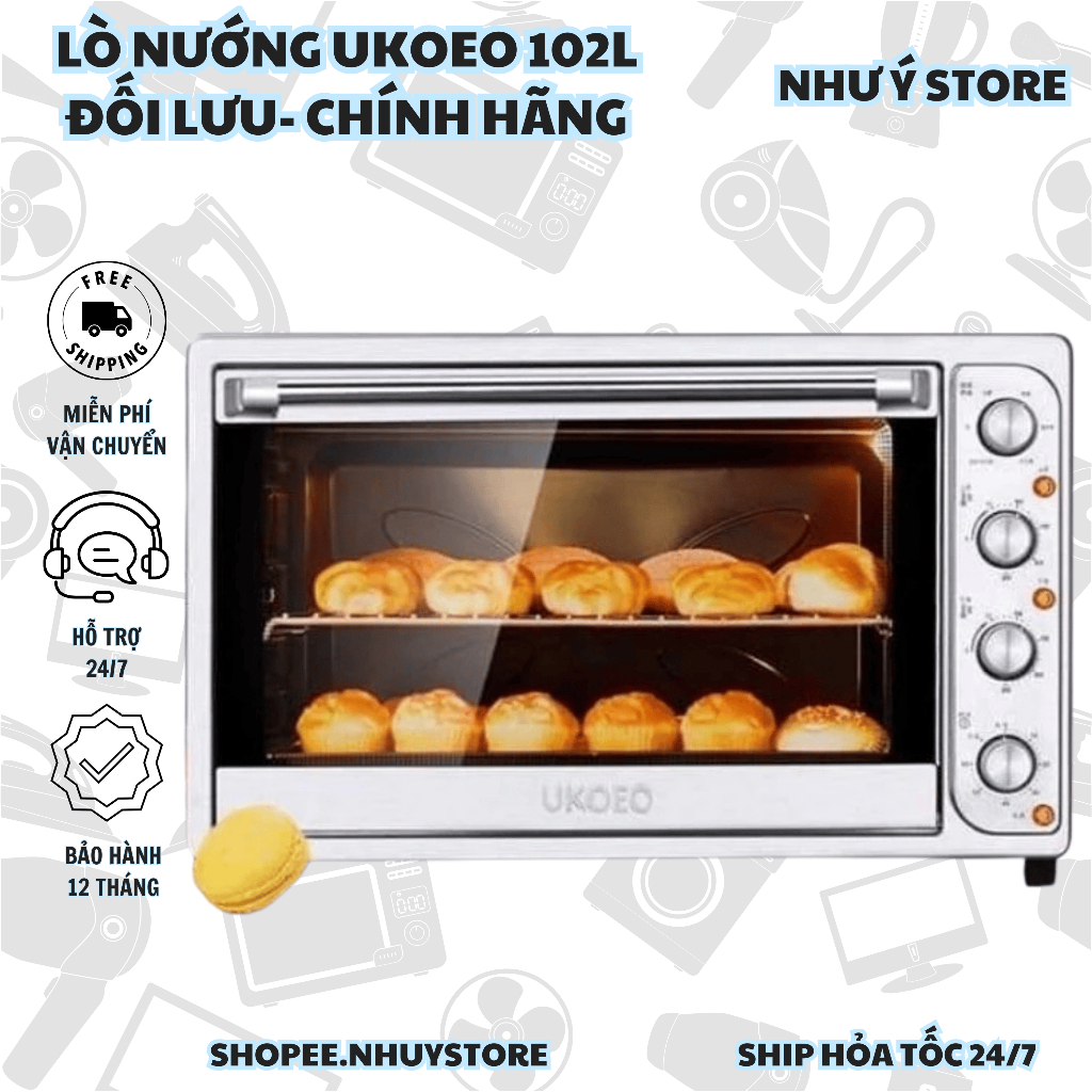 Lò Nướng Đối Lưu UKOEO 102L, 120L Lò Nướng Bánh, Nướng Thịt, Chiên Không Dầu Bảo Hành 12-Như Ý Store