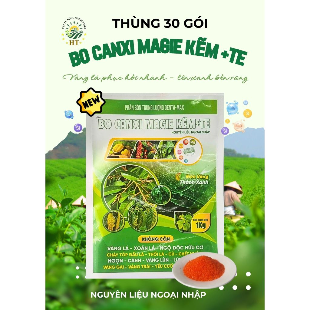 Siêu Vi lượng Bo Canxi Magie Kẽm +TE nguyên liệu nhập khẩu thùng 30 gói 1kg HT11 Vattungongnghiep