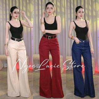   CHIỀU DÀI 100CM  Q35 - Quần Jean Ống Suông Rộng Hack Dáng Trendy - Ngọc Lucie 