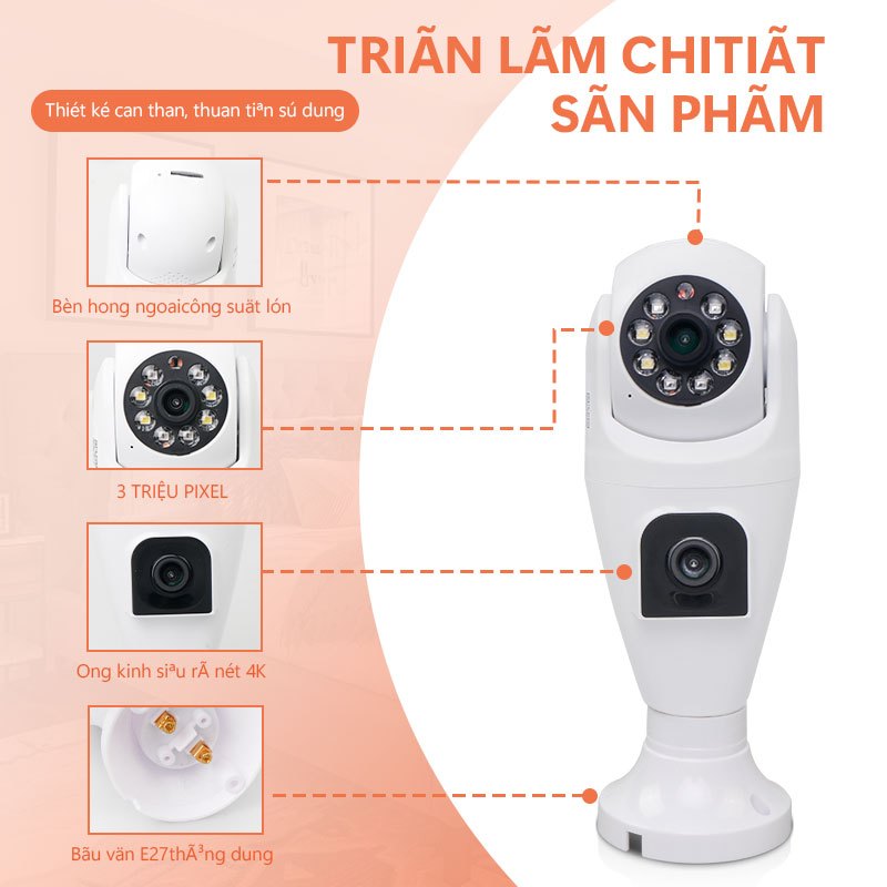 Aegis Home Store 4MP+4MP Máy ảnh Bulb Camera kép Camera chống nước, camera an ninh gia đình