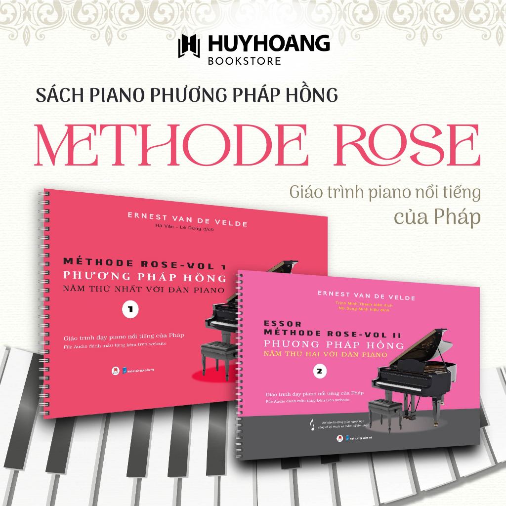 Sách Piano Methode Rose Phương Pháp Hồng, sách học piano cơ bản, giáo trình piano nổi tiếng của Pháp