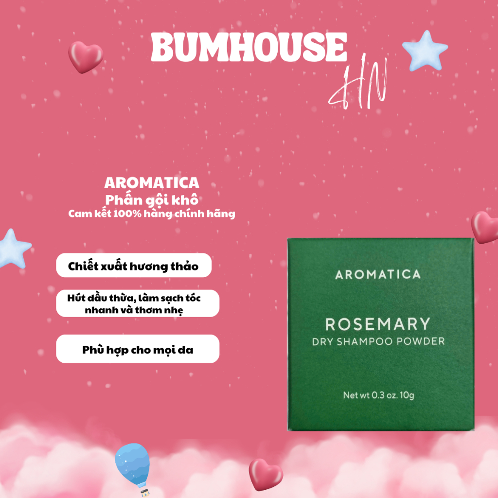 Phấn Gội Khô Hương Thảo Aromatica Rosemary Dry Shampoo Powder 10g