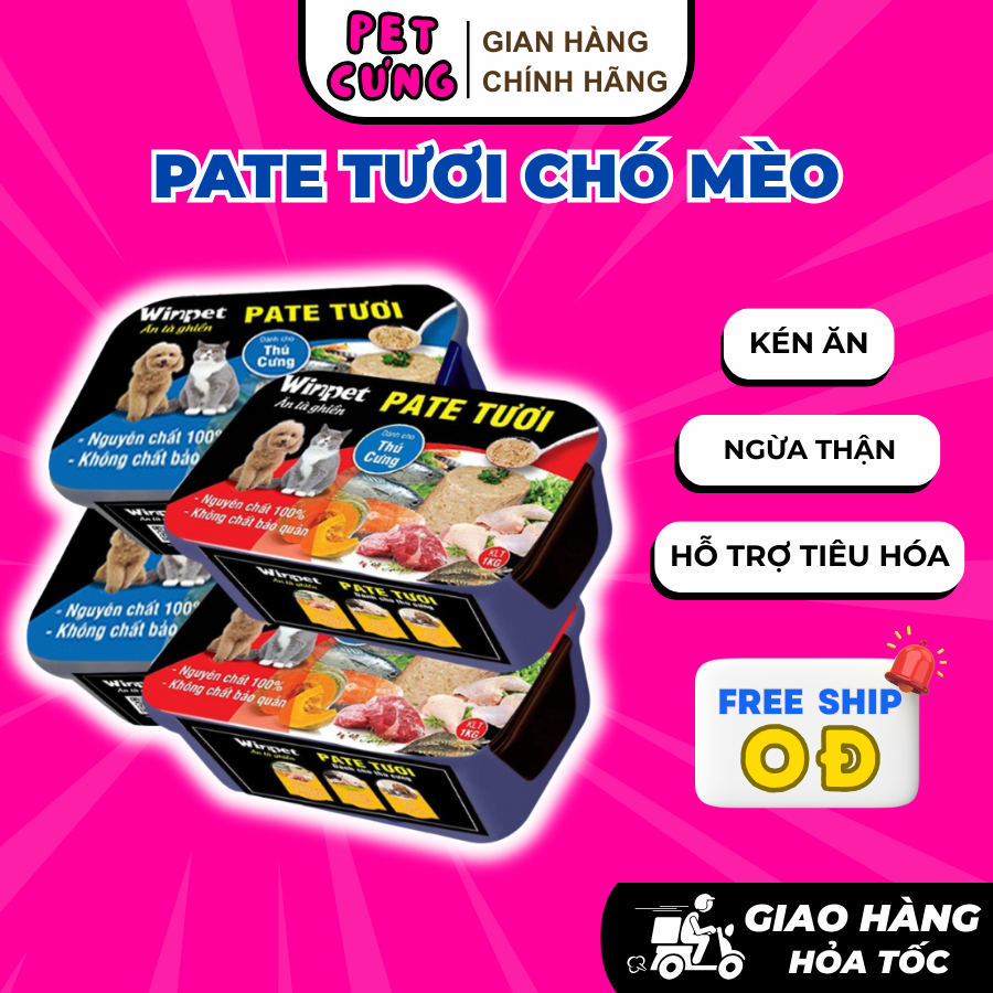 (1KG) Pate tươi cho mèo, chó Winpet kén ăn giúp hỗ trợ tiêu hóa - pate tươi for the pet