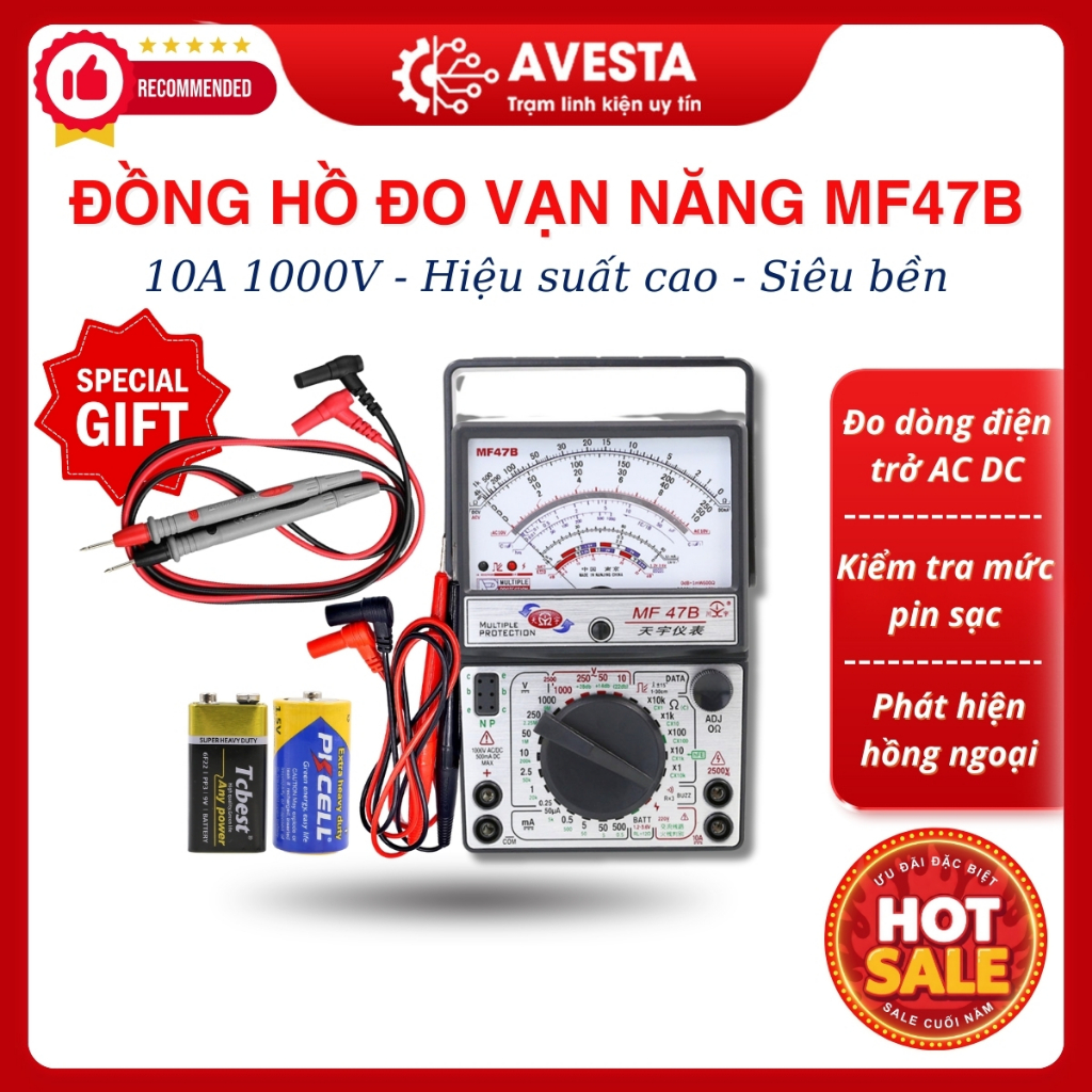 Đồng hồ vạn năng MF47B đồng hồ cơ đo điện thông minh Avesta.