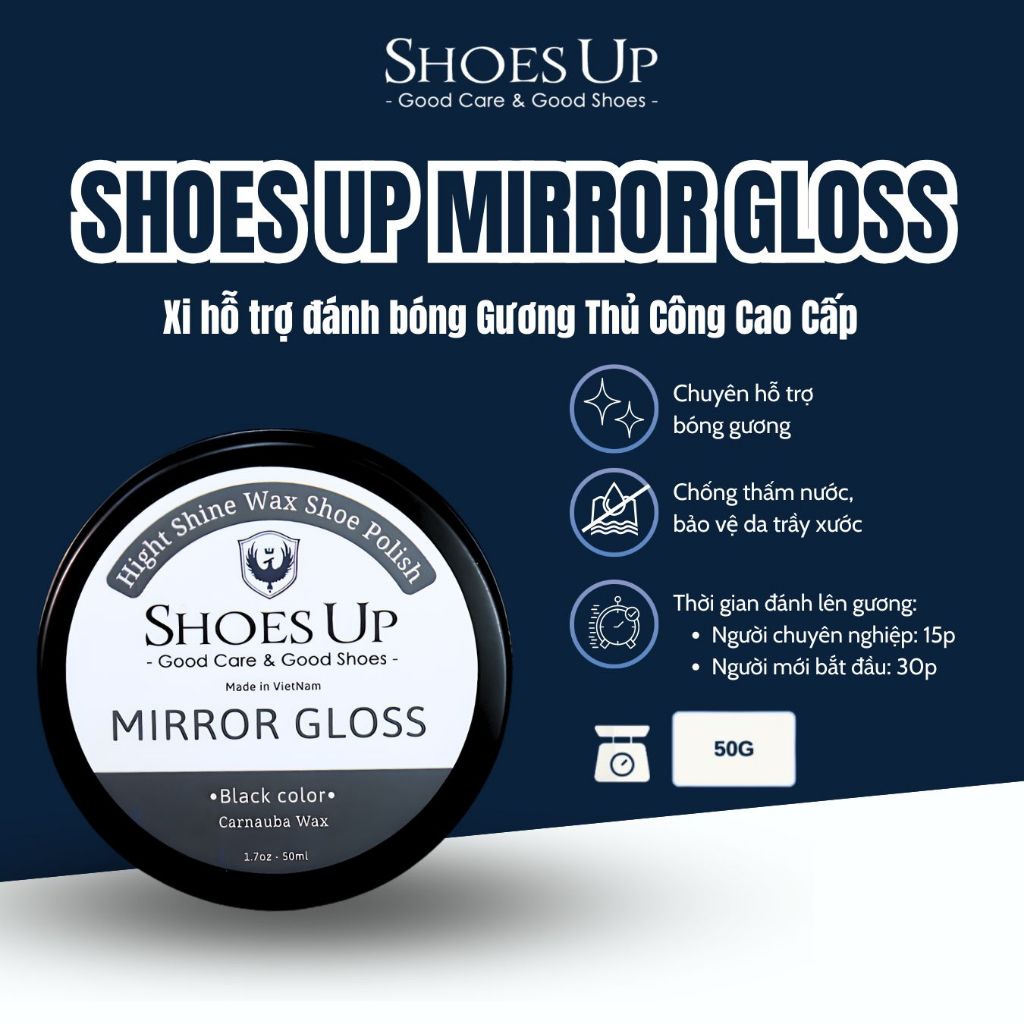 Shoes Up Mirror Gloss – Xi hỗ trợ đánh bóng Gương Thủ Công Cao Cấp