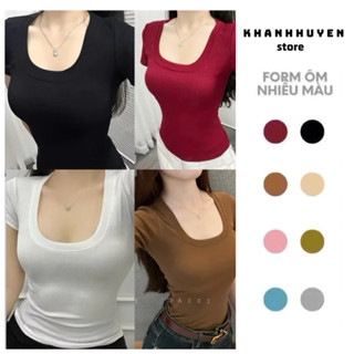  Áo thun cổ vuông tay ngắn ôm body thoáng mát KH-001 phong cách Hàn Quốc áo nữ kiểu babytee 