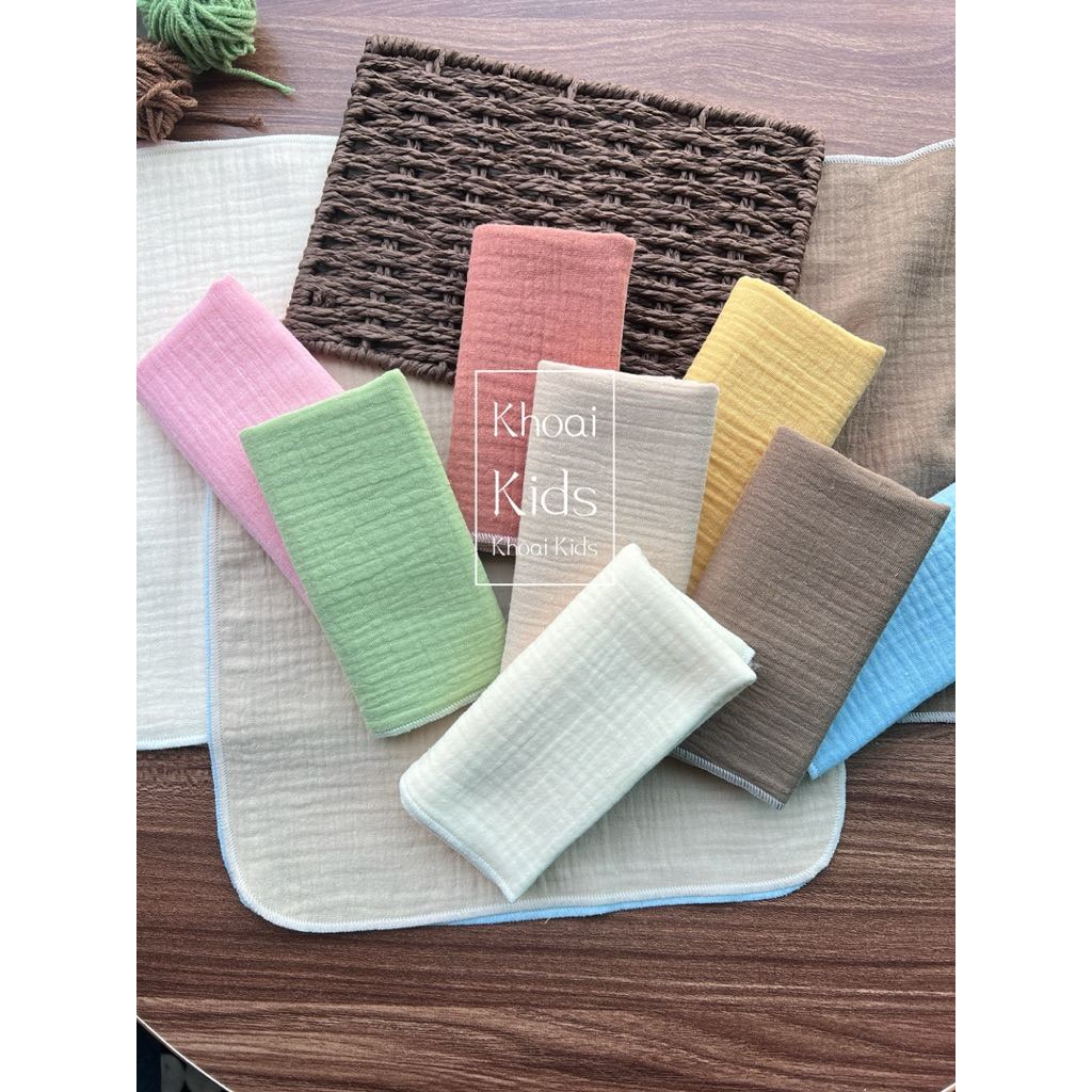 Combo10-20-30 khăn sữa xô muslin TRƠN 2 lớp và 4 lớp mềm mịn ,thấm hút,an toàn cho bé yêu