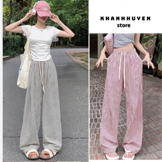  Quần Ống Rộng Nữ Kẻ Sọc Đũi Xốp Siêu Mềm Mát Form Đẹp KH9058 