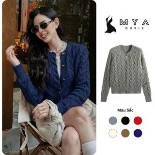  Áo khoác Cardigan len MYA áo Cardigan nữ vặn thừng thêu ngựa cổ tròn Hàn Quốc 