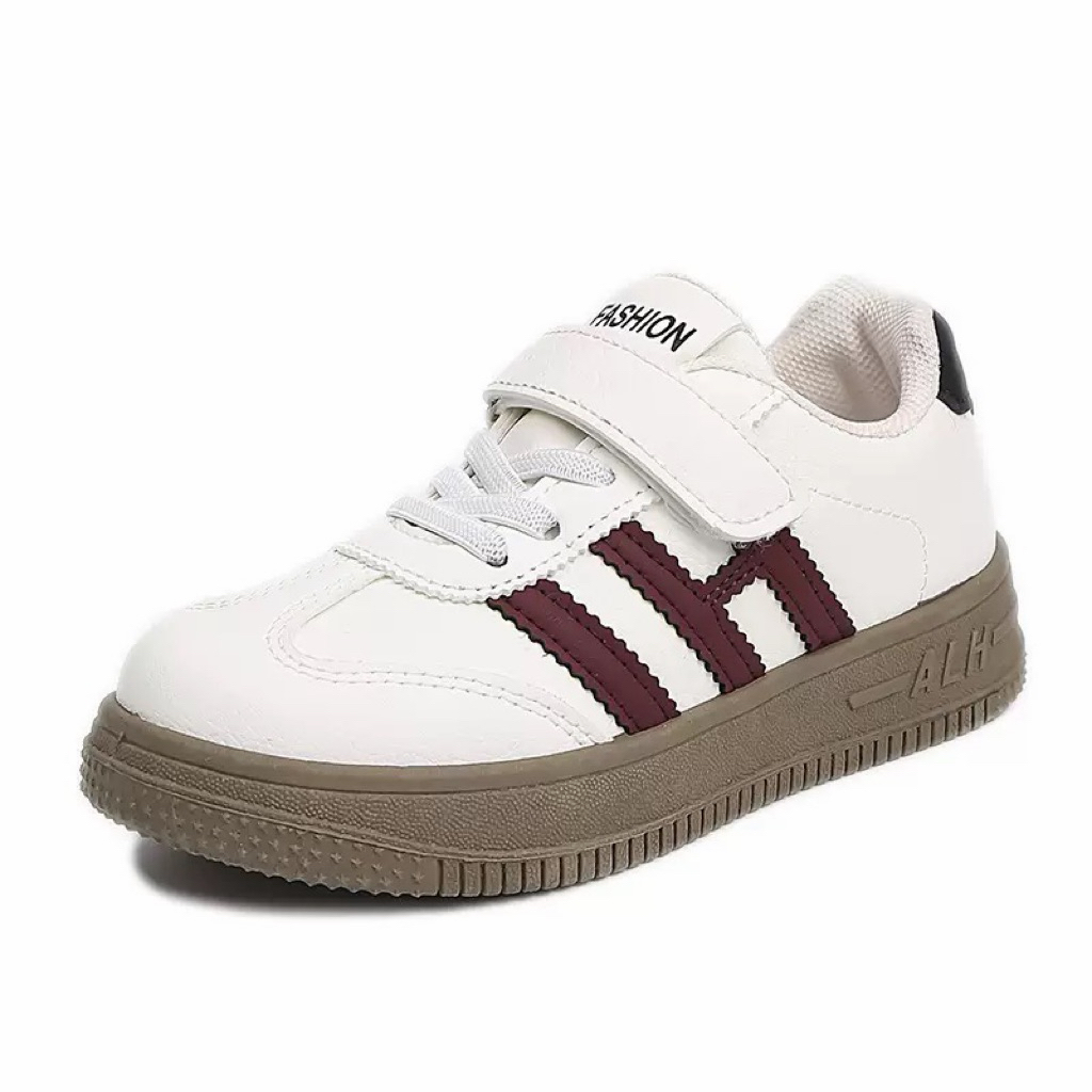 MUA TĂNG 1-2SIZE Giày thể thao da cho bé trai bé gái đi học mềm êm chân Dây chéo quai dán cho bé có tính năng thời trang