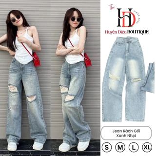  Quần Jean Nữ Ống Suông Lưng Cao Dáng Dài Ôm Eo Tôn Dáng Che Khuyết Điểm - J644 - HD Boutique 