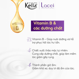 Combo Dầu Gội Xả Phục Hồi Tóc Lacei Giúp Giảm Khô Xơ, Tóc Mềm Mượt, Chắc Khỏe - Chai 800ml