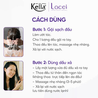 Combo Dầu Gội Xả Phục Hồi Tóc Lacei Giúp Giảm Khô Xơ, Tóc Mềm Mượt, Chắc Khỏe - Chai 800ml