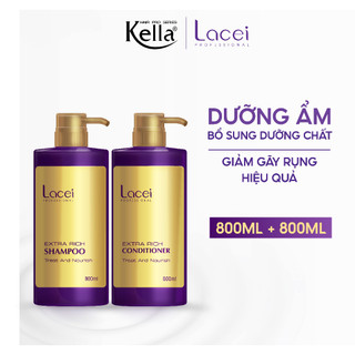 Combo Dầu Gội Xả Phục Hồi Tóc Lacei Giúp Giảm Khô Xơ, Tóc Mềm Mượt, Chắc Khỏe - Chai 800ml