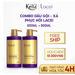  Combo dầu gội xả tóc phục hồi Lacei  Chai 800ml  