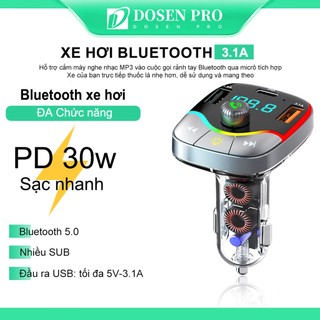  Dosen Pro 30W PD USB Type C Sạc Nhanh Xe Sạc Bluetooth 5.0 Bộ Phát Bluetooth Xe Hơi Xe Hơi Mp3 Player rảnh tay 