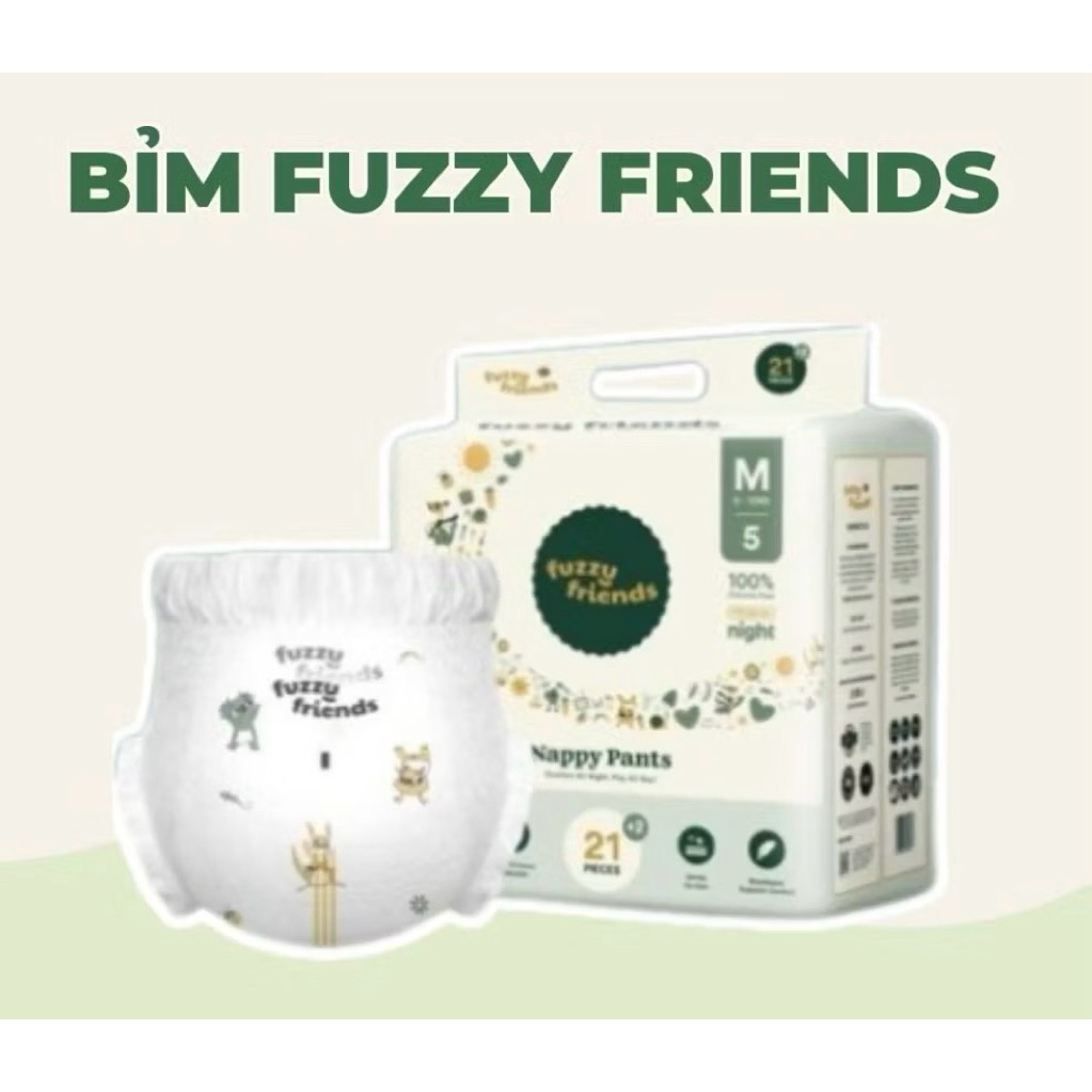 ( Thùng 3 Bịch Bỉm Fuzzy Friends ) Tã/bỉm ĐÊM FUZZY FRIENDS nội địa ÚC đủ size NB20/S22/M21/L19/XL17