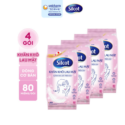 [HANNAH x SILCOT] Bộ 4 Khăn khô lau mặt Silcot 80 miếng/gói