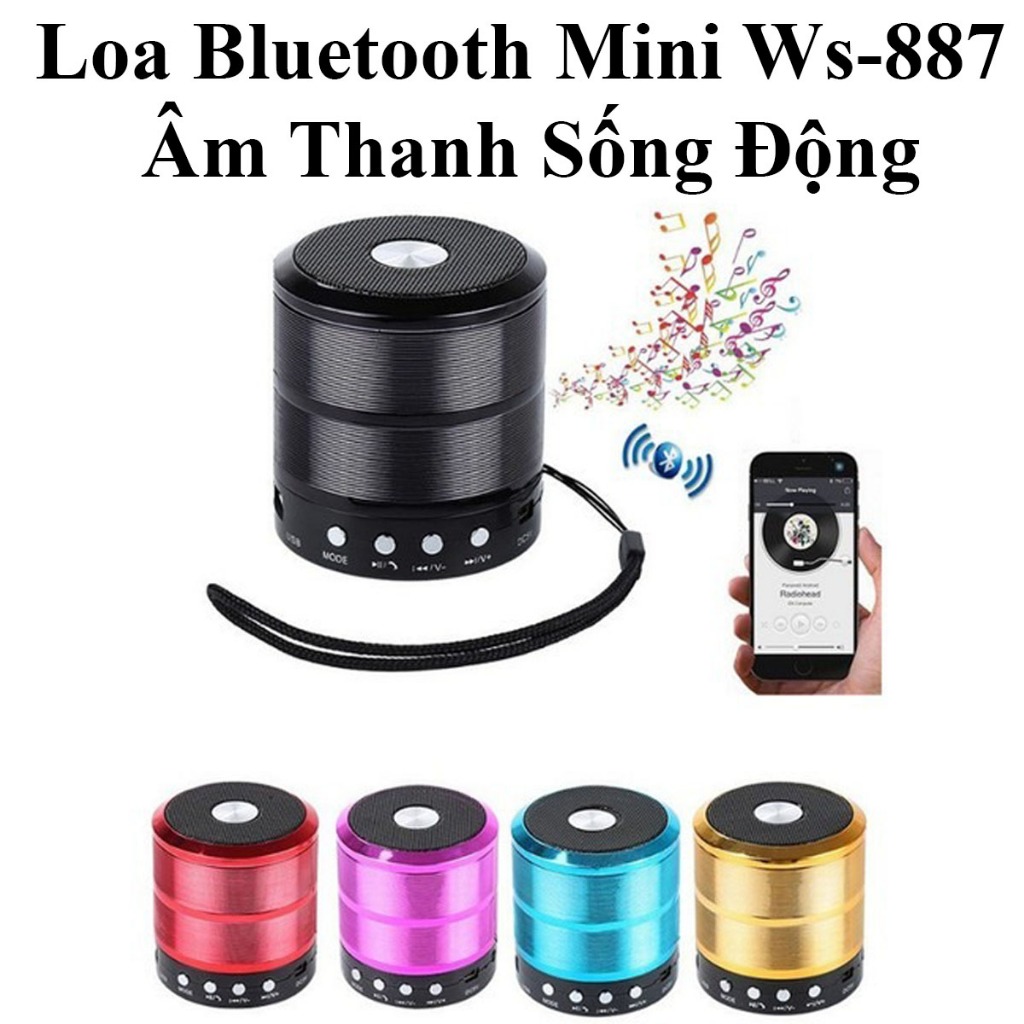 Loa Bluetooth Mini WS-887 Nghe Hay Nhiều Màu Sắc