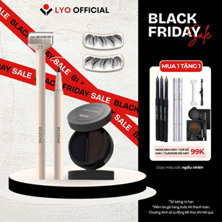  Khuôn in mi dưới DEZONE 5in1 - Mực in 2 màu đen nâu tặng 2 dáng mi dưới Kèm bút vẽ eyeliner siêu mảnh 