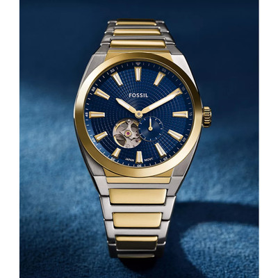 Đồng hồ cơ nam Fossil Everett Automatic ME3275 mặt xanh dương, 42MM, dây thép không gỉ