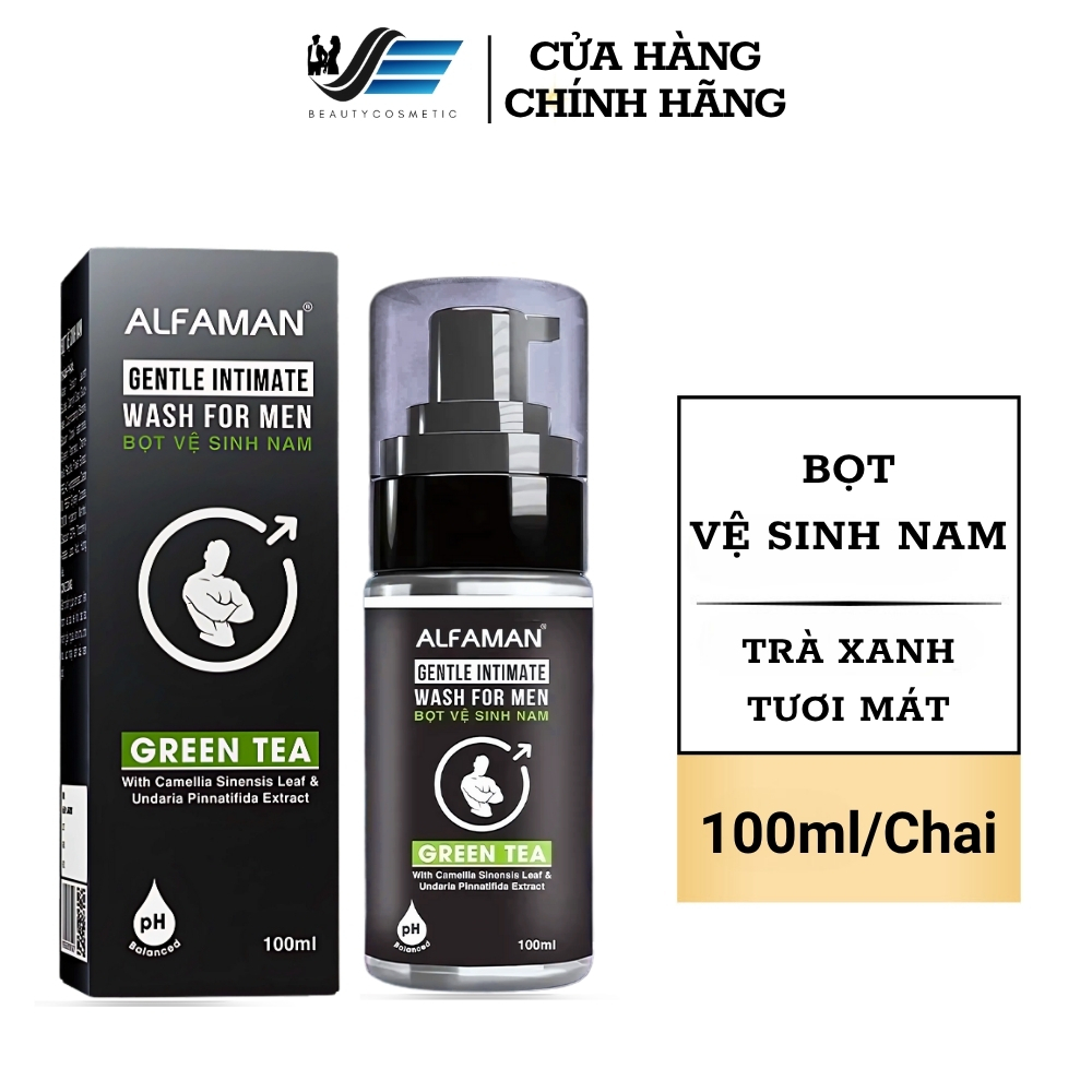 Vệ Sinh Nam ALFAMAN Ddvs 100ml Dạng Bọt Hương Trà Xanh Khử Mùi Hôi Làm Sạch Dịu Nhẹ Vùng Kín Thơm Má