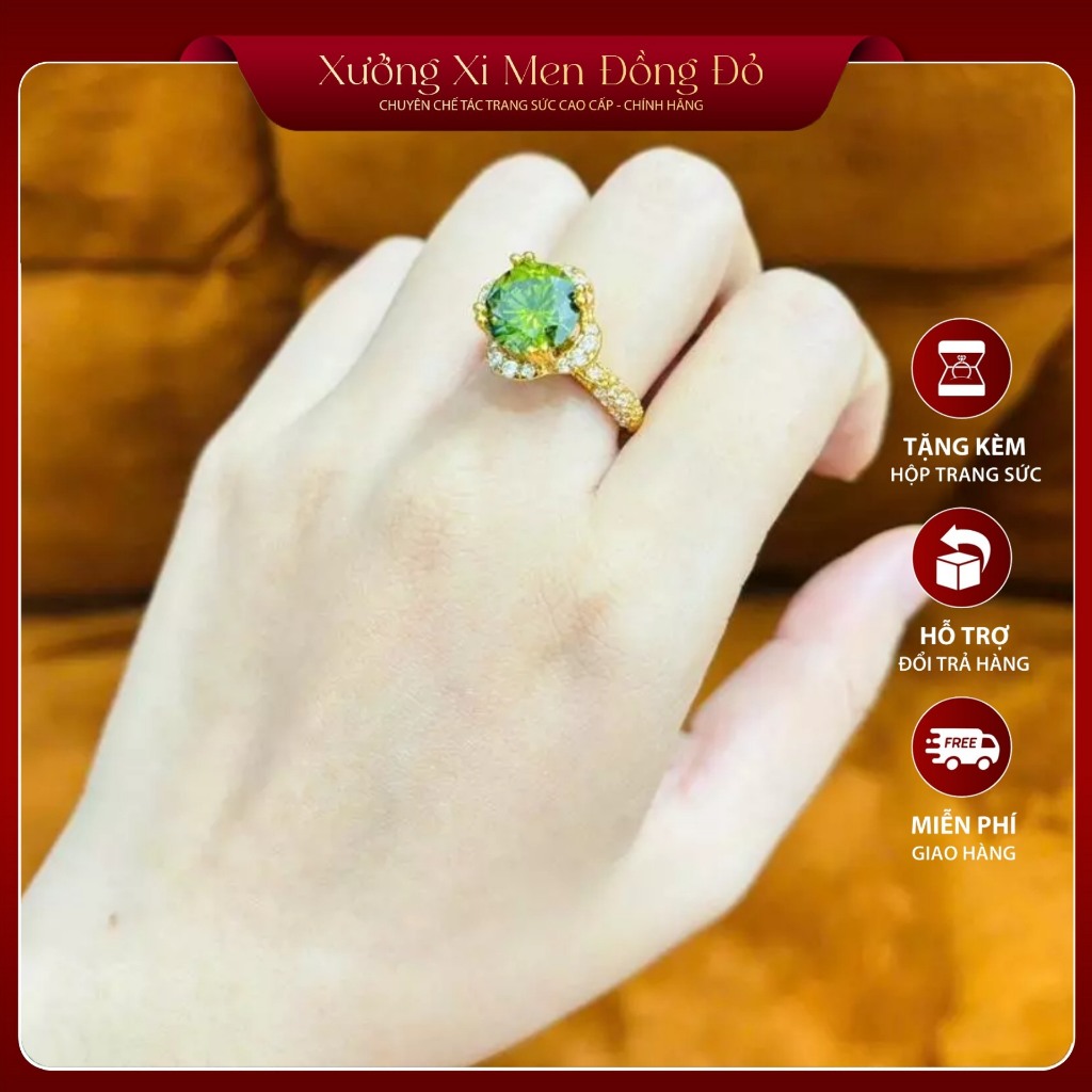 Nhẫn nụ đá màu kiểu dễ thương cho nữ – Nhẫn đồng đỏ lắc kê bền màu, không đen tay, đeo tắm giặt được