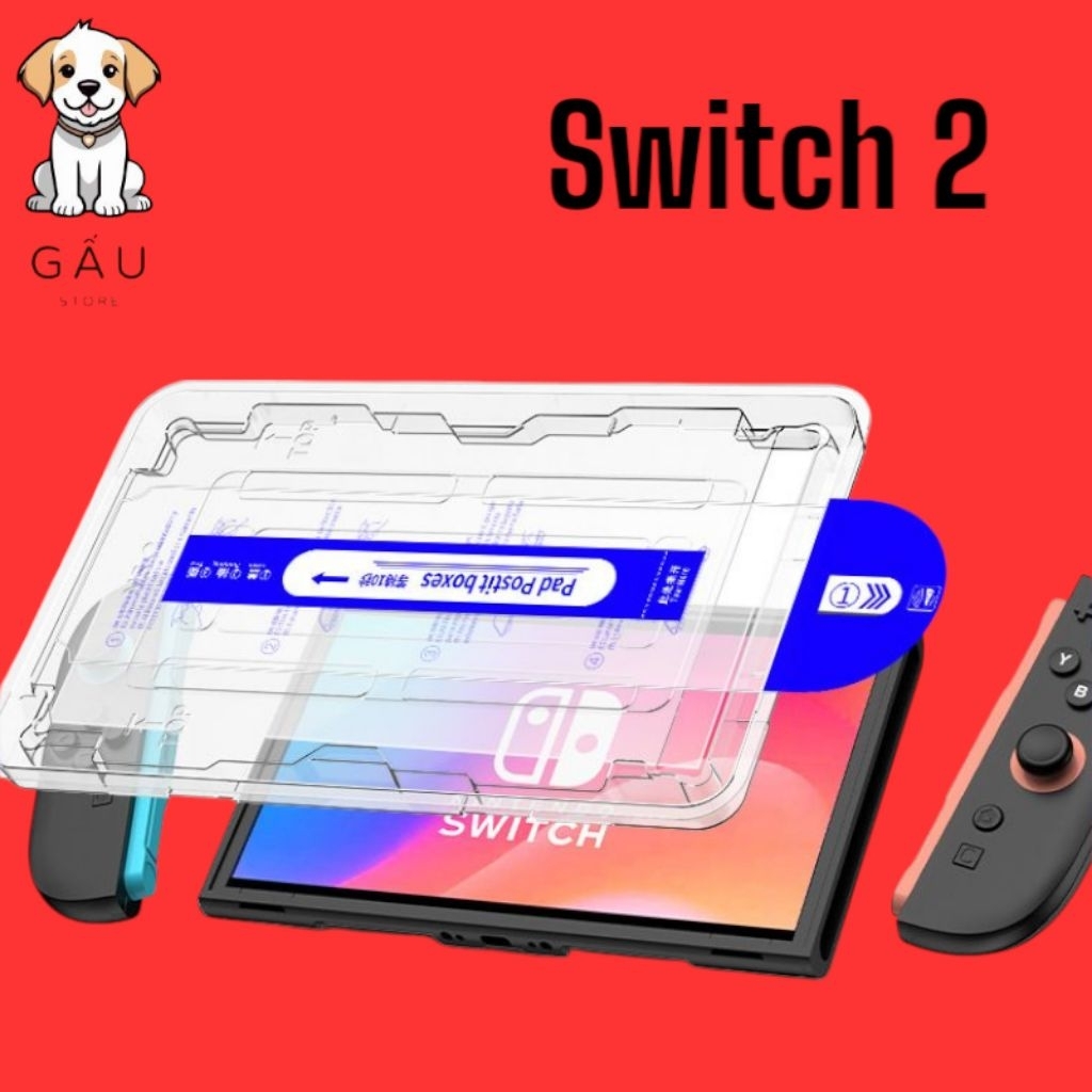 Kính cường lực Nintendo Switch 2 Cao cấp có khung, kính dán màn hình Switch 2, kính chống trầy máy chơi game