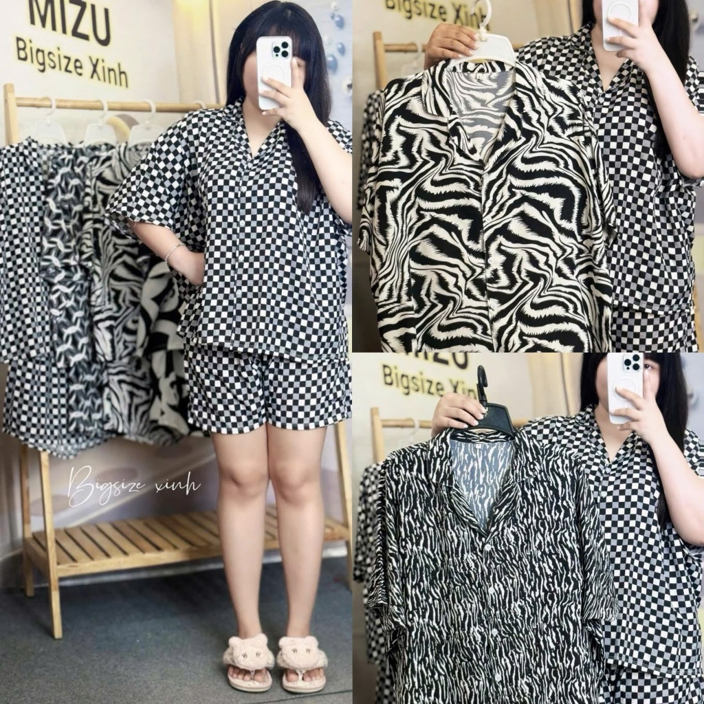 Đồ bộ Pijama Bigsize 50-100kg nữ lụa latin mềm mát, đồ ngủ lụa nữ bigsize cánh dơi tôn dáng